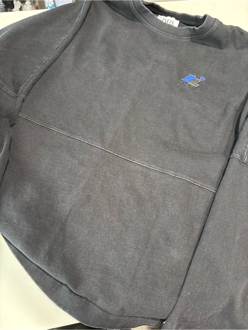 Zara Black Ader Error Thick Long Sleeve with Small Blue Logo